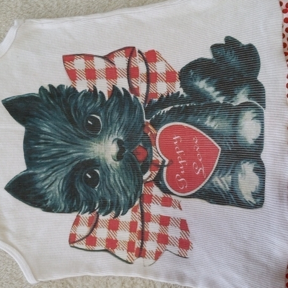 Girls Valentines Red & White Polka Dot Tank Top Puppy Love Sundress - Picture 5 of 9